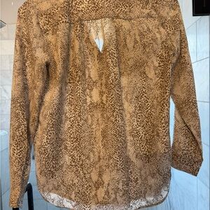 Ann Taylor Animal Print Blouse - Brown